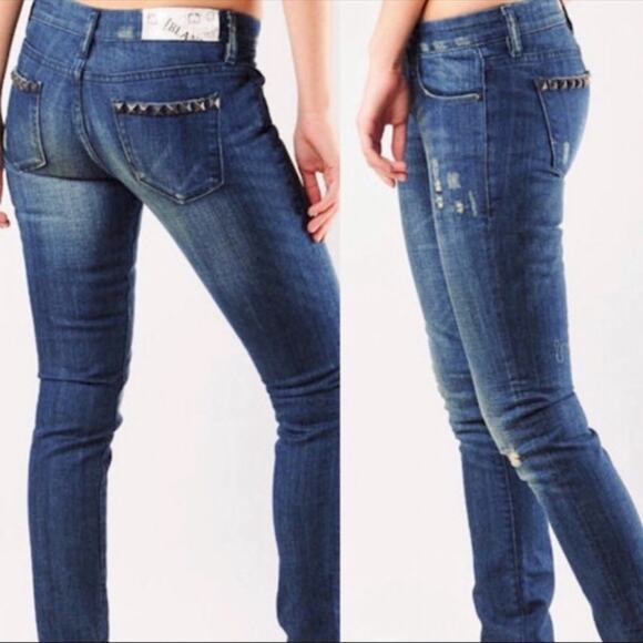 BlankNYC Distressed Studded Skinny Jeans Sz 27 - Picture 1 of 13